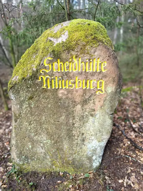 Der Ritterstein „Scheidhütte Niliusburg“ befindet sich südöstlich von Kaiserslautern und weist auf eine ehemalige Wolfsjägerhütte hin | Foto: Stefan Fiedler/gratis