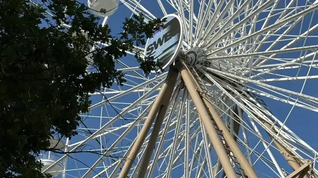 Hoch hinaus: Das Riesenrad bietet einen Blick über das Festivalgelände und die Günther-Klotz-Anlage. | Foto: Thorsten Kornmann