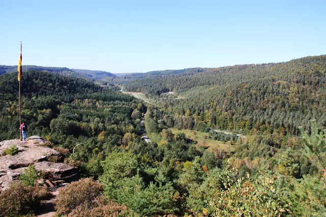 Der erste Anstieg auf den Nedingfelsen wird mit einer sensationellen Aussicht belohnt - Schusterpfad Hauenstein | Foto: Jens Vollmer