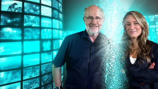 Terra X Harald Lesch: Harald Lesch und Jasmina Neudecker nehmen KI-Clips und Deepfakes unter die Lupe. | Foto: ZDF, Foto: Frank Siegwart/Smarterpix/ZDF