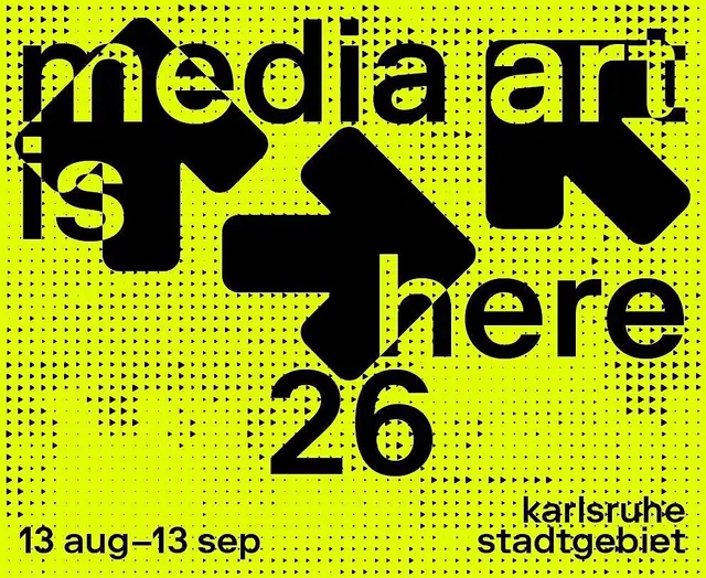 Das "Media art is here"-Logo 2026 | Foto: Stadt Karlsruhe, Kulturamt, Gestaltung: magma design studio
