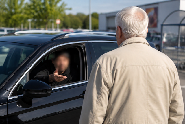 Ein Senior ist auf dem Parkplatz eines Supermarkts in Neustadt Opfer eines Betrugs geworden und zahlte einen hohen dreistelligen Betrag für mehrere Uhren. Die Polizei warnt vor solchen Maschen und ermittelt. (Symbolbild) | Foto: Mit KI erstellt