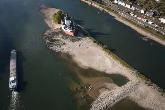Entscheidend für die Schifffahrt ist nach Angaben der IHK Pfalz vor allem der Pegel Kaub am Mittelrhein. (Archivbild) | Foto: Thomas Frey/dpa