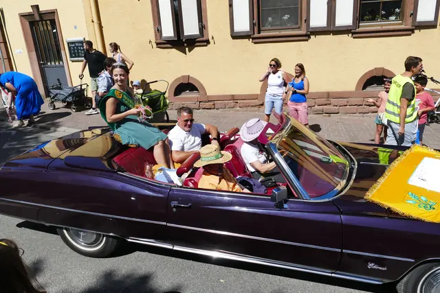 Umzug mit der Kleinniedesheimer Weinprinzessin und Landrat Volker Knörr | Foto: H. Feise (2025)