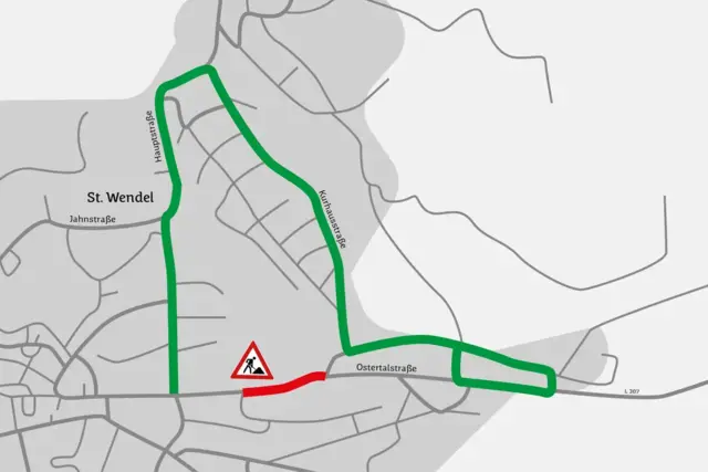 Der Landesbetrieb für Straßenbau erneuert den Asphalt auf der L 307 in St. Wendel. Dafür sperrt er einen Abschnitt der Ostertalstraße mehrere Tage voll. | Foto: Landesbetrieb für Straßenbau (LfS)