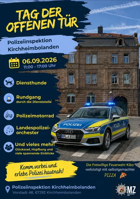 Die Polizeiinspektion Kirchheimbolanden lädt am 6. September herzlich zu einem Tag der offenen Tür ein | Foto: Polizeiinspektion Kirchheimbolanden