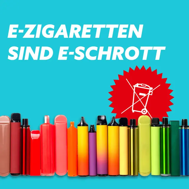 Leere E-Zigaretten gehören nicht in den Hausmüll. In Mannheim nimmt der Handel sie jetzt kostenlos zurück, außerdem die Recyclinghöfe. | Foto: Plan E/stiftung ear