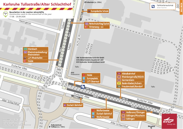 Optional an der Tullastraße in den Bus 42 zum Durlacher Bahnhof - und von dort wieder mit dem Bus weiter Richtung Turmberg | Foto: KVV