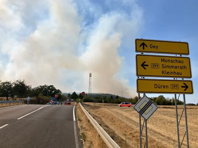 Im Hürtgenwald in Nordrhein-Westfalen stehen mehrere Hundert Hektar Waldfläche in Flammen. | Foto: Volker Danisch/dpa