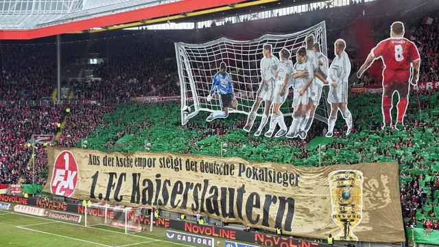 Beim letzten Aufeinandertreffen der beiden Teams zeigten die FCK-Fans in der Westkurve eine eindrucksvolle Choreo mit der spielentscheidenden Szene des Pokalfinales von 1996 | Foto: Jens Vollmer