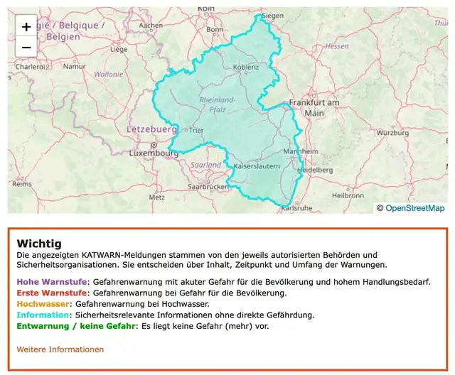 Plötzlich riecht es nach Feuer: KATWARN warnt große Teile von Rheinland-Pfalz | Foto: KATWARN