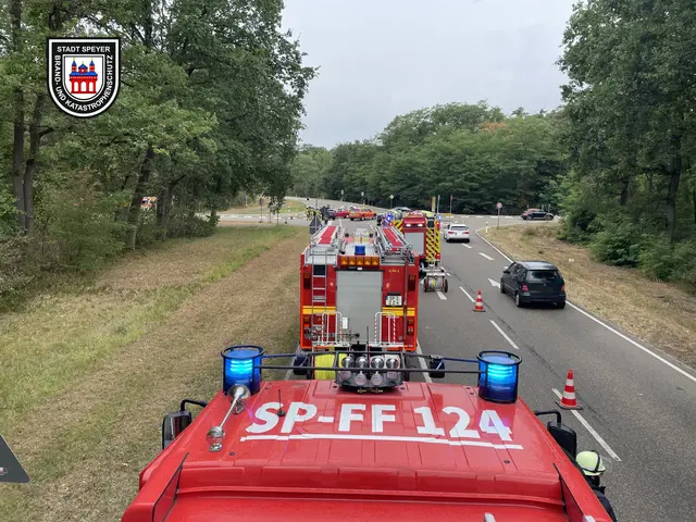 Ein Unfall auf der L528 zwischen Speyer und Böhl-Iggelheim hat am Freitag Feuerwehr und Rettungsdienst beschäftigt. In zwei Fahrzeugen saßen fünf Menschen, darunter drei Kinder. | Foto: Brand- und Katastrophenschutz der Stadt Speyer