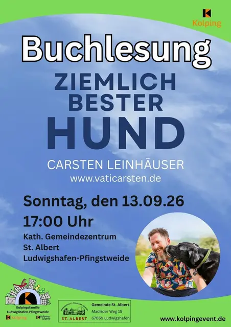 Carsten Leinhäuser liest in Ludwigshafen-Pfingstweide aus seinem Buch über Gespräche mit Hund Phil. | Foto: Kath. Stadtdekanat Ludwigshafen