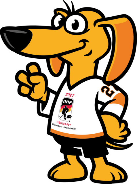 Teckl ist das offizielle Maskottchen der IIHF Eishockey-Weltmeisterschaft Deutschland 2027 in Düsseldorf, Mannheim und Gelsenkirchen. | Foto: Grafik: IIHF/2027 Eishockey WM Organisationsgesellschaft mbH