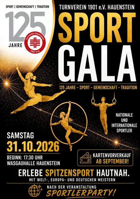 Der TV Hauenstein feiert sein 125-jähriges Bestehen mit einer großen Sportgala in der Wasgauhalle. | Foto: TV 1901 Hauenstein