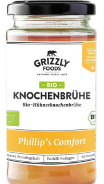 Lebensmittelrückruf: Knochenbrühe im Glas wegen möglicher Glassplitter. | Foto: © Grizzly Foods GmbH