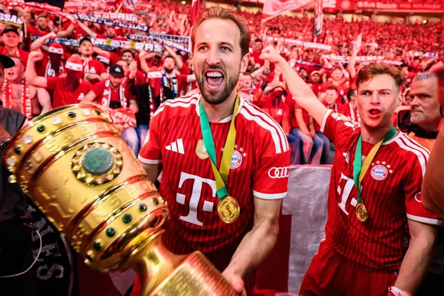 Gar nicht lange her: Im DFB-Pokalfinale war Harry Kane mit einem Hattrick Bayerns Matchwinner gegen Stuttgart (Archivbild) | Foto: Tom Weller/dpa