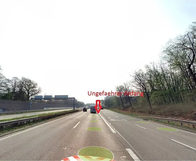 Auf der Südtangente kann es während der Fräsarbeiten an der Ausfahrt Kühlen Krug kurzzeitig enger werden. | Foto: Stadt Karlsruhe, Tiefbauamt