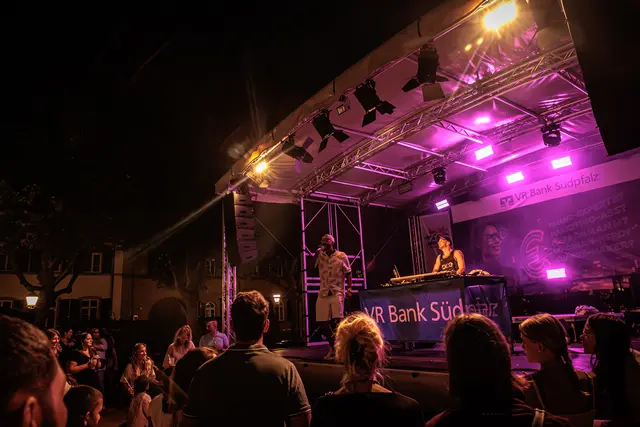 750 Jahre Stadtrechte: In der Nacht sorgten Musik, Licht und gut besuchte Plätze für eine besondere Atmosphäre in der Germersheimer Innenstadt. Bis spät am Abend wurde gefeiert. | Foto: Paul Needham