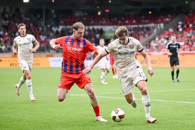 Heidenheim und Dynamo lieferten sich ein packendes Duell auf der Ostalb. | Foto: Harry Langer/dpa