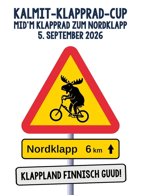 Das Motto für den Kalmit-Klapprad-Cup 2026 lautet : „Mid'm Klapprad zum Nordklapp ! “ | Foto: Michael Sonnick