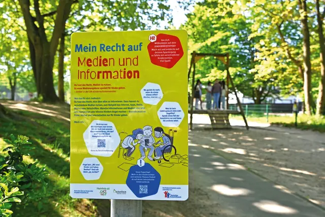 Beim Spaziergang oder Spielplatzbesuch könnten Familien in Speyer-West künftig an Mitmach-Stationen zu Kinderrechten vorbeikommen. | Foto: Deutsches Kinderhilfswerk e. V.