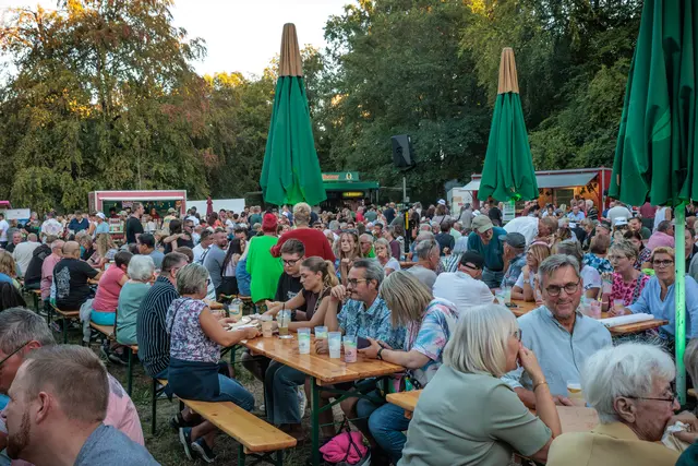 Festivalstimmung: Zwischen Musik, Gesprächen und kulinarischen Angeboten genossen die Besucherinnen und Besucher am Samstag die besondere Atmosphäre im Wörther Bürgerpark. | Foto: Paul Needham