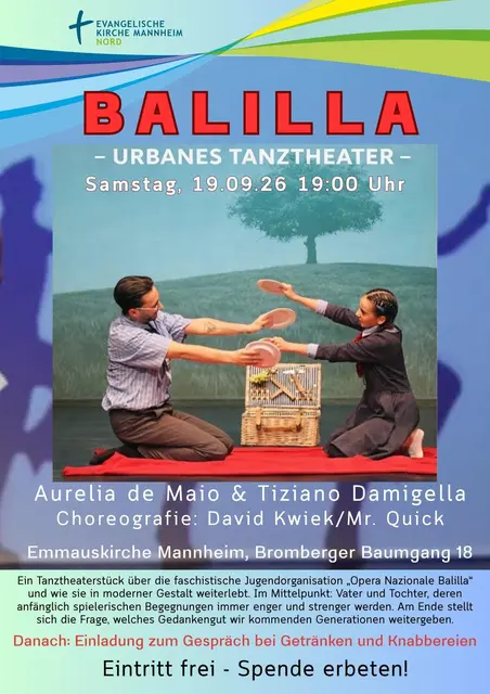 In der Emmauskirche auf der Schönau zeigt die Mannheimer Weltmeisterin Aurelia de Maio am Samstag, 19. September, das Tanzstück Balilla. | Foto: Andrea Kreisel (dv)