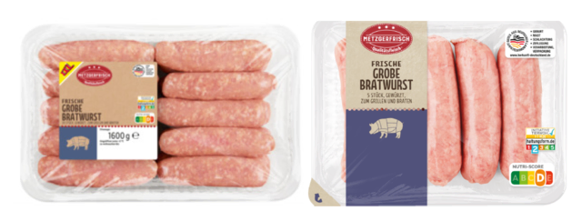 Bratwurst-Rückruf wegen möglicher roter Plastikfremdkörper und Verletzungsgefahr. | Foto: © Filialaushang