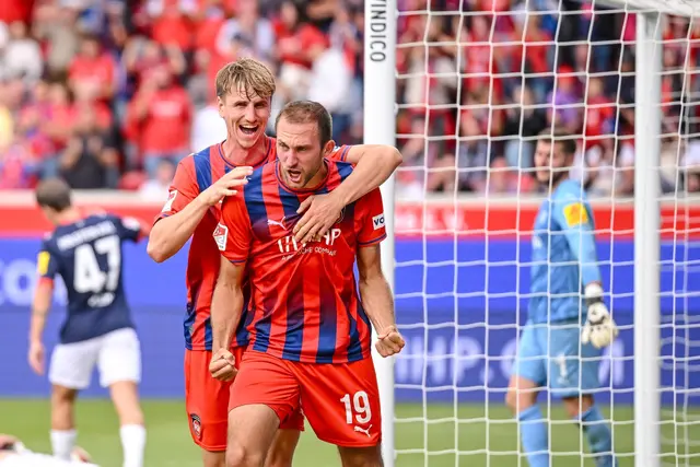 Jonas Föhrenbach erzielt für den 1. FC Heidenheim spät den Siegtreffer | Foto: Harry Langer/dpa