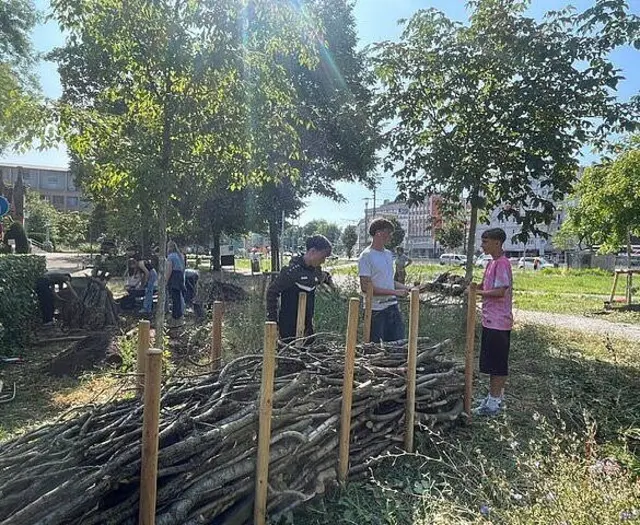 Auf der Grünfläche vor der Christuskirche an der Kaiserallee soll der PikoPark als naturnaher Treffpunkt entstehen. | Foto: Stadt Karlsruhe, Adrian Ballbach
