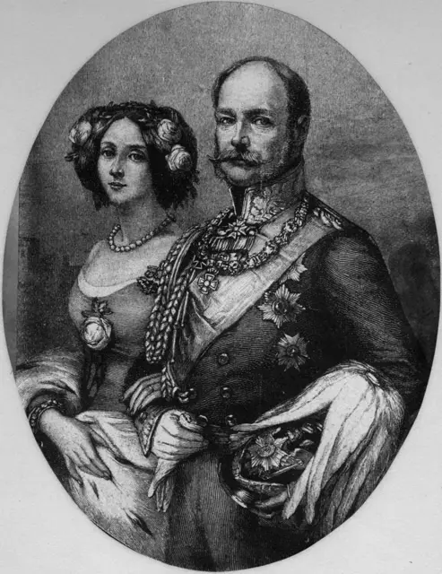 Die Lithographie zeigt Prinz Wilhelm von Preußen mit seiner Frau Prinzessin Augusta von Sachsen-Weimar-Eisenach um 1830.