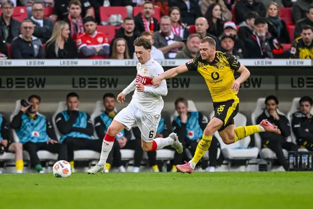 Noch fraglich für das BVB-Spiel: Stuttgarts Mittelfeldantreiber Angelo Stiller (l). (Archivbild) | Foto: Harry Langer/dpa