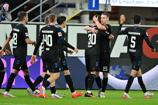 Torjubel beim SC Paderborn: Der Aufsteiger erzielte gegen Hoffenheim seine ersten Treffer. | Foto: Swen Pförtner/dpa