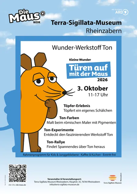 Plakat "Türen auf mit der Maus" 2026 des Terra Sigillata Museums Rheinzabern | Foto: Terra Sigillata Museum Rheinzabern