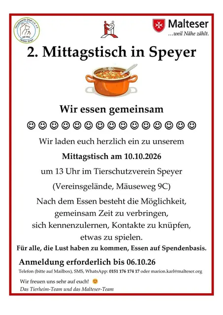 Einladung zum 2. Mittagstisch