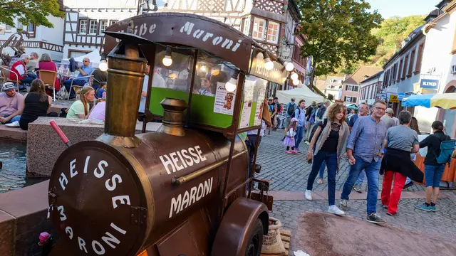 Passend zum Keschdefeschd: Heiße Maroni gehörten auch in diesem Jahr zu den gefragten Klassikern in der Annweilerer Altstadt. | Foto: Erik Stegner