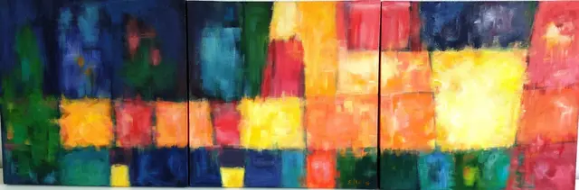 Eines der Kunstwerke, die verkauft werden: der Triptychon "Licht auf der Straße", Acryl auf Leinwand, von Elke Stief | Foto: Dombauverein