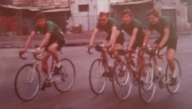 V. l. Rudi Birkmeyer, Horst Gewiss, Bernhard Schröder und Volker Kassun die 4 Fahrer der Deutschen Jugendnationalmannschaft in Israel 1970 | Foto: Rudi Birkmeyer