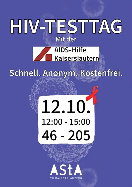 Informationsgrafik für den HIV-Test-Tag am 12.10. an der RPTU | Foto: Erstellt von AStA RPTU
