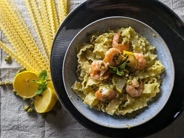 Eine ungewöhnliche Kombination aus Wasabi, Limette und Pistazien bringt asiatische Aromen auf den Pastateller – und nimmt der Schärfe die Spitze. | Foto: Doreen Hassek/hauptstadtkueche.blogspot.com/dpa-mag
