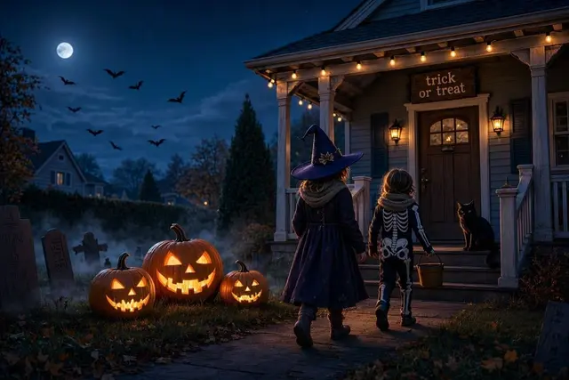 Halloween ohne Ärger: Was beim „Trick or Treat“ erlaubt ist – und wo Grenzen gelten, erfahren Eltern und Kinder hier. (Symbolbild erstellt mit generativer KI) | Foto: Heike Schwitalla
