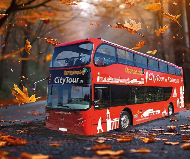 Eine Reise vorbei an bunt gefärbten Bäumen und faszinierenden Ausblicken auf das herbstliche Karlsruhe bietet die CityTour Karlsruhe.  | Foto: KTG Karlsruhe Tourismus