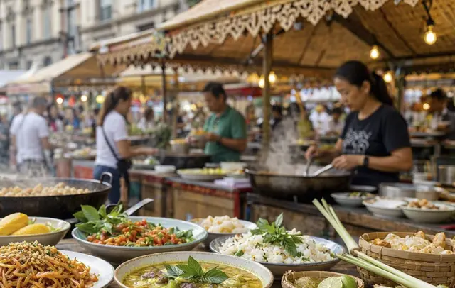 Thailändische Spezialitäten, exotische Gewürze und traditionelle Köstlichkeiten stehen beim Thai Food Festival in Karlsruhe-Neureut im Mittelpunkt. (Symbolbild bearbeitet mit KI) | Foto: Heike Schwitalla