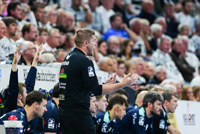 Michel Abt in Kiel mit vollem Einsatz bei seinem Debüt als Löwen-Cheftrainer. | Foto: von Fehrn/PIX-Sportfotos