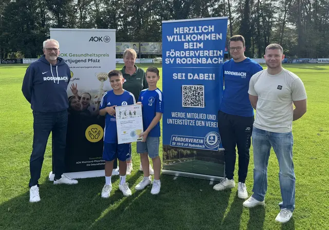 Der SV Rodenbach wurde mit dem AOK-Gesundheitspreis „Sportjugend Pfalz“ ausgezeichnet. Die mit 500 Euro dotierte Ehrung würdigt die vielseitige Jugendarbeit des Vereins. | Foto: Sportbund Pfalz/gratis