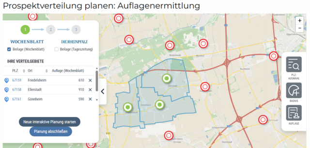Prospektverteilung planen mit dem Auflagenermittlungs-Tool. | Foto: MWS Mediawerk Südwest GmbH