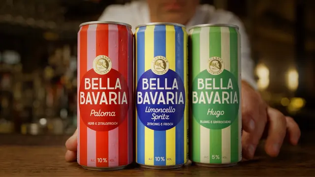 Paulaner „Bella Bavaria“: trinkfertige Cocktails in 0,33-Liter-Dosen (Hugo, Limoncello Spritz, Paloma) ab März 2027 im Handel. | Foto: Paulaner Brauerei Gruppe