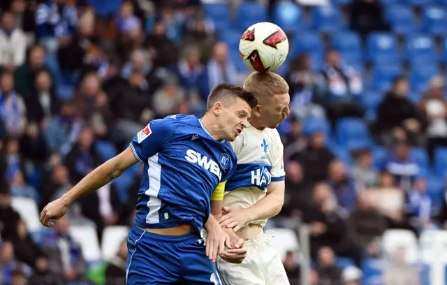 Alles Kopfsache: Karlsruhes Marvin Wanitzek (links) war der überragende Spieler gegen Darmstadt | Foto: Uli Deck/dpa