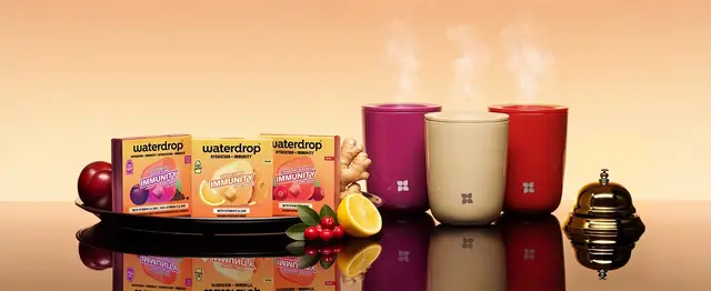 waterdrop „Hydration + Immunity Collection“: Microdrink-Drops mit 160 mg Vitamin C und 1,5 mg Zink, trinkbar kalt, heiß oder mit Sprudel. | Foto: waterdrop®